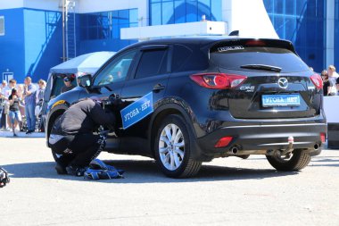 Yoshkar-Ola, Rusya, Haziran 02, 2019: Araba ve motor sergisi