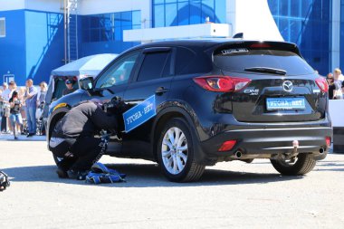 Yoshkar-Ola, Rusya, Haziran 02, 2019: Araba ve motor sergisi