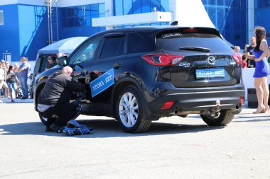 Yoshkar-Ola, Rusya, Haziran 02, 2019: Araba ve motor sergisi