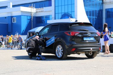 Yoshkar-Ola, Rusya, Haziran 02, 2019: Araba ve motor sergisi