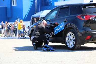 Yoshkar-Ola, Rusya, Haziran 02, 2019: Araba ve motor sergisi