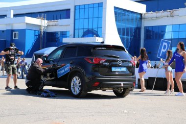 Yoshkar-Ola, Rusya, Haziran 02, 2019: Araba ve motor sergisi