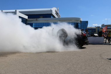 Yoshkar-Ola, Rusya, Haziran 02, 2019: Araba ve motor sergisi