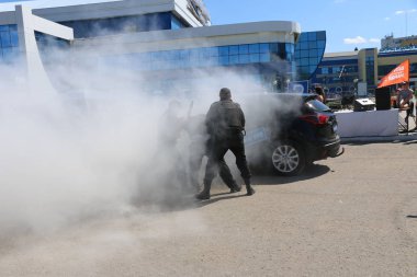 Yoshkar-Ola, Rusya, Haziran 02, 2019: Araba ve motor sergisi