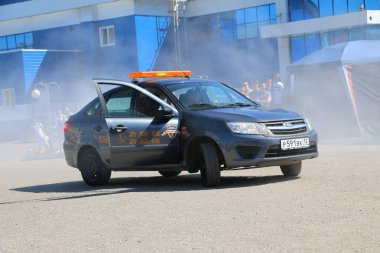 Yoshkar-Ola, Rusya, Haziran 02, 2019: Araba ve motor sergisi