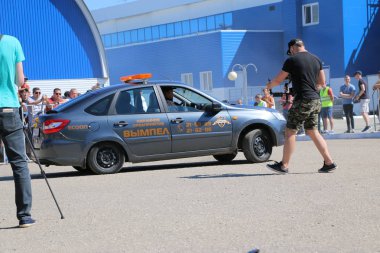 Yoshkar-Ola, Rusya, Haziran 02, 2019: Araba ve motor sergisi