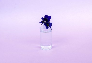 koku ve çiçek tadı ile yükselen elektronik sigara için pipet ile şeffaf şişe sıvı, metin için alan ile pembe arka plan üzerinde.