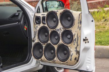 Yoshkar-Ola, Rusya, 10 Ağustos 2019: Şehir gününe adanmış Autosound Festivali