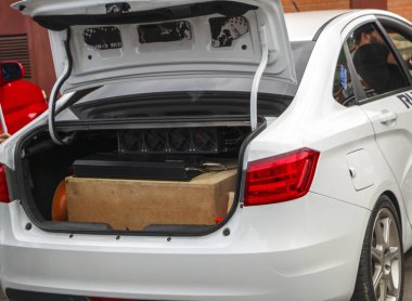 Yoshkar-Ola, Rusya, 10 Ağustos 2019: Şehir gününe adanmış Autosound Festivali