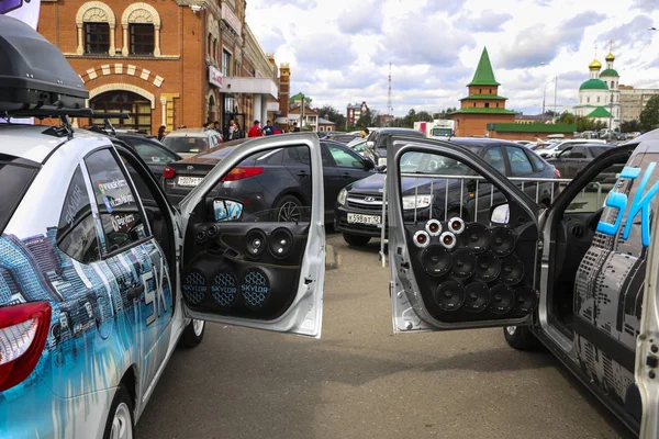 Yoshkar-Ola, Rusya, 10 Ağustos 2019: Şehir gününe adanmış Autosound Festivali