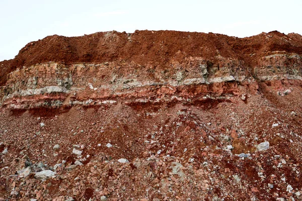 Textury Různých Jílovitých Vrstev Podzemí Jílovém Lomu Geologickém Studiu Půdy — Stock fotografie