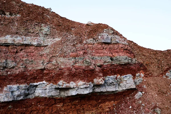 Textury Různých Jílovitých Vrstev Podzemí Jílovém Lomu Geologickém Studiu Půdy — Stock fotografie