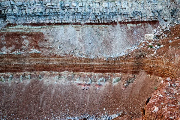 Texturen Van Verschillende Kleilagen Ondergronds Kleigroeve Geologische Studie Van Bodem — Stockfoto