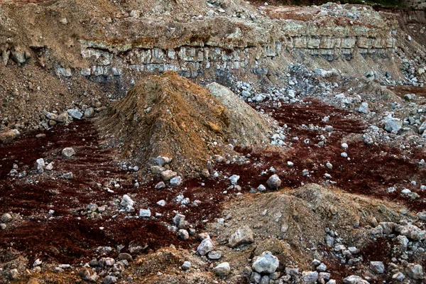 Texturas Várias Camadas Argila Subterrâneas Pedreira Argila Após Estudo Geológico — Fotografia de Stock