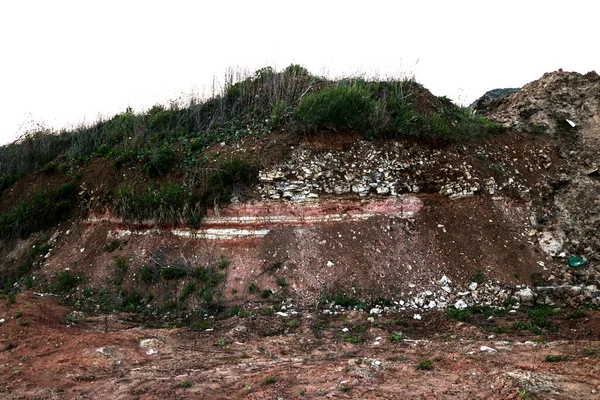 Texturas Várias Camadas Argila Subterrâneas Pedreira Argila Após Estudo Geológico — Fotografia de Stock