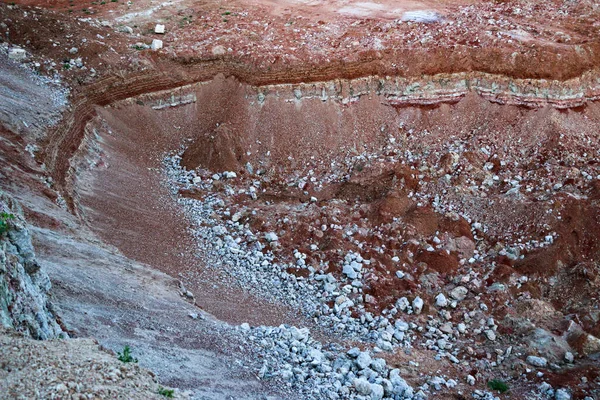 Textury Různých Jílovitých Vrstev Podzemí Jílovém Lomu Geologickém Studiu Půdy — Stock fotografie