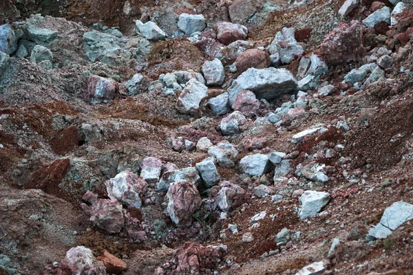 Texturas Várias Camadas Argila Subterrâneas Pedreira Argila Após Estudo Geológico — Fotografia de Stock