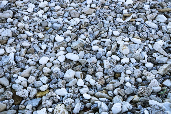 Kiezelstrand Buurt Van Rivier Natuurlijke Achtergrond Van Kasseien Kiezels Stenen — Stockfoto