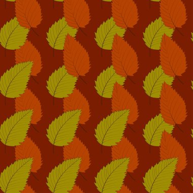 Elle çizilmiş seamless modeli düşmüş sonbahar ile çeşitli türü ve rengi beyaz zemin üzerine bırakır. Sonbahar zemin renkli yeşillik ile. Vektör çizim tekstil baskı, ambalaj kağıdı için.