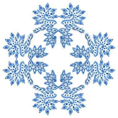 Mandala çok detaylı. Suluboya elle çizilmiş