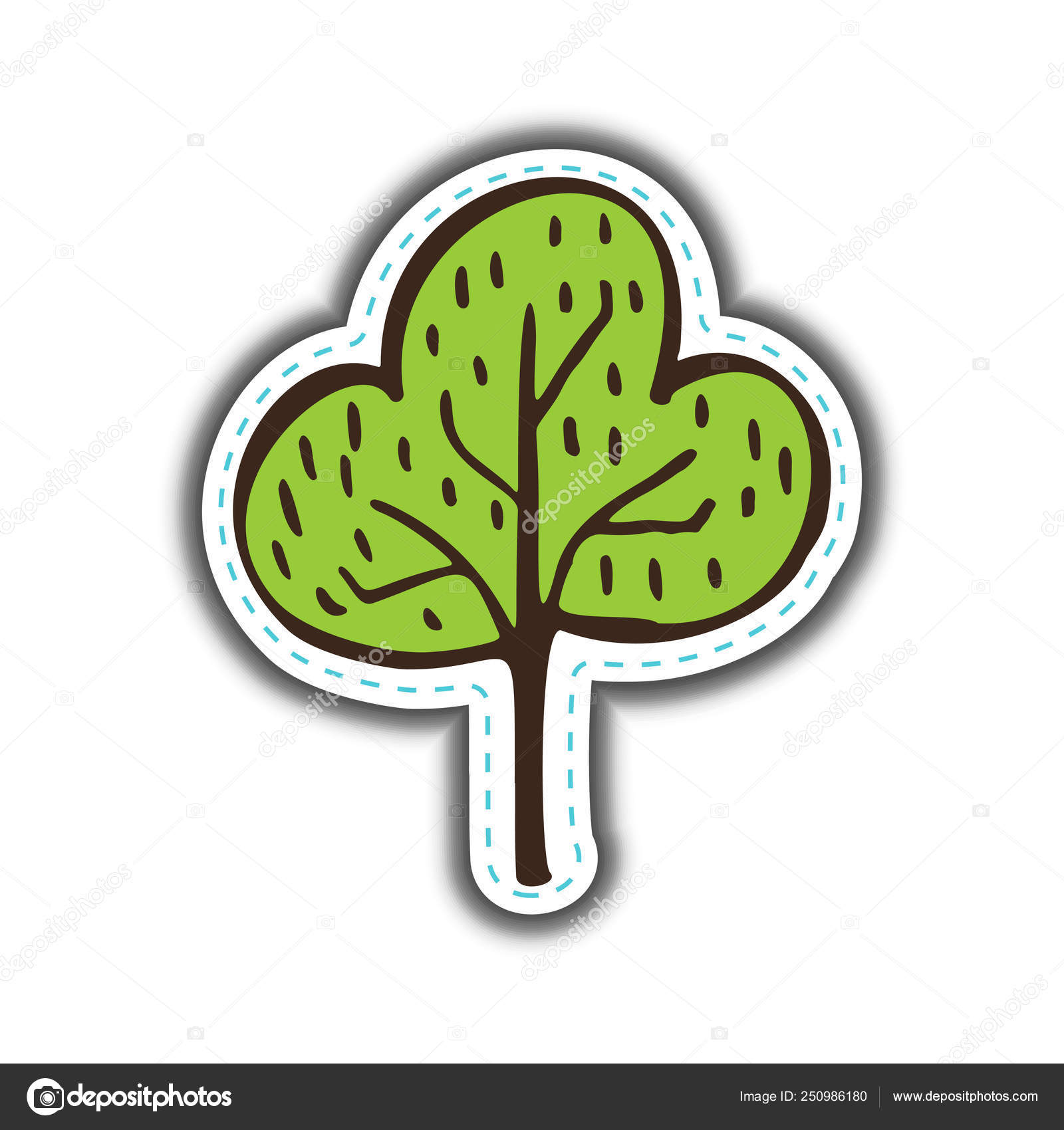Simple Green Plant Drawing - Plant Drawing - Sticker