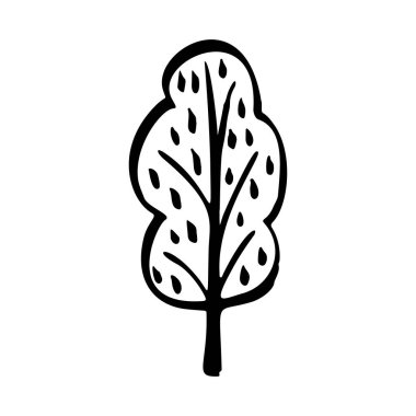 Elle çizilmiş ekolojik yeşil simge ağaç. Doğa basit etiket. Vektör çizim.