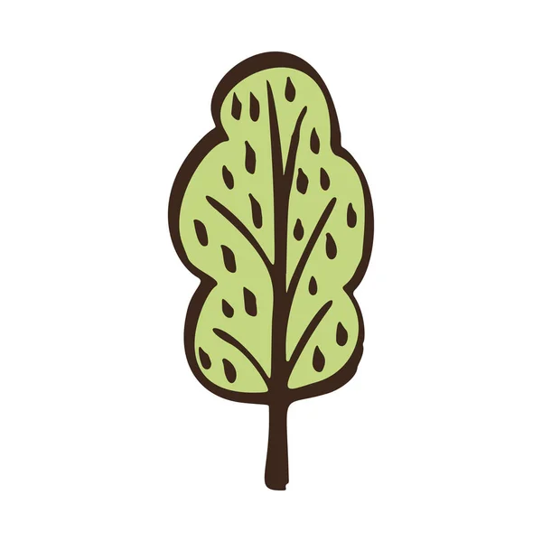 Kézzel rajzolt ökológiai zöld ikonra fa. Természet egyszerű matrica. Vektoros illusztráció. — Stock Vector
