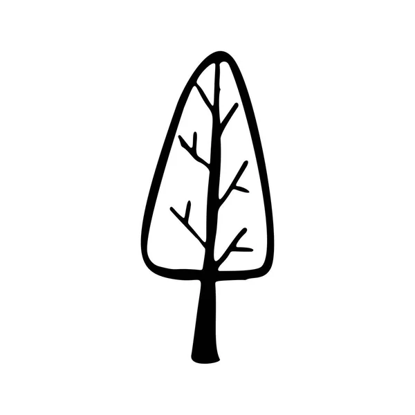 Arbre icône vert écologique dessiné à la main. Sticker nature simple. Illustration vectorielle . — Image vectorielle