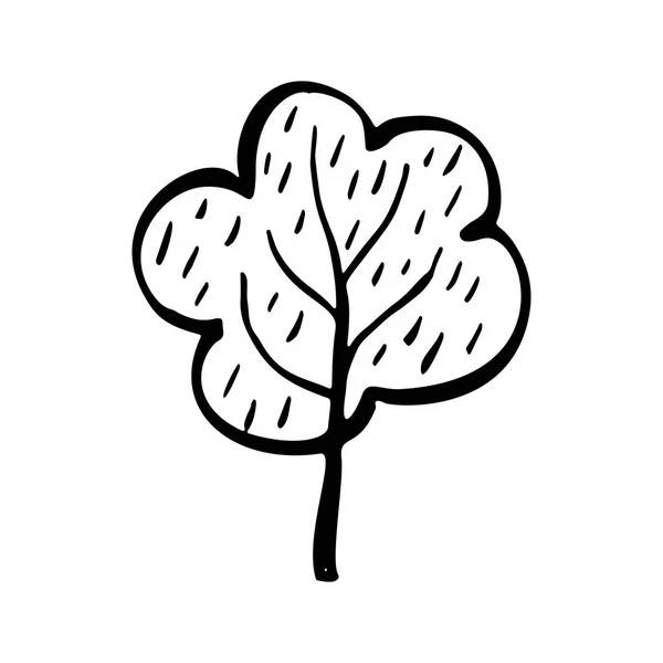 Árbol verde ecológico dibujado a mano. Naturaleza simple pegatina. Ilustración vectorial . — Vector de stock