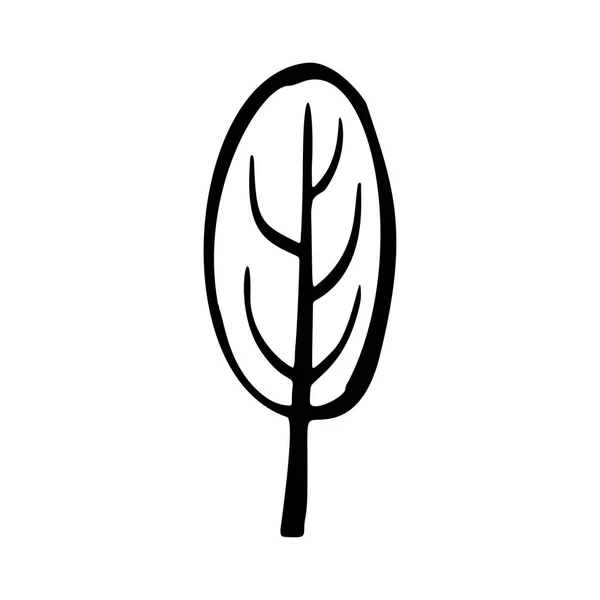 Kézzel rajzolt ökológiai zöld ikonra fa. Természet egyszerű matrica. Vektoros illusztráció. — Stock Vector