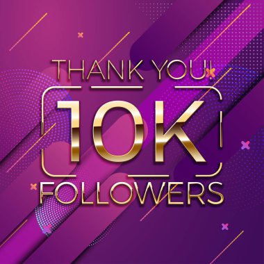 Teşekkür ederim takipçileri sosyal medya arka plan. Altın metin ile dinamik duvar kağıdı. SMM iş tasarım şablonu. Vektör çizim.