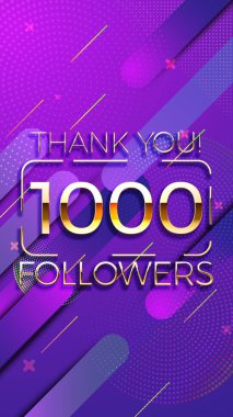 Teşekkür ederim takipçileri sosyal medya arka plan. Altın metin ile dinamik duvar kağıdı. SMM iş tasarım şablonu. Vektör çizim.