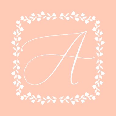 Çiçek çerçevesi ya da Monogram El Çizimi Elementi. Düğün Davetiyeleri, Tebrik Kartı veya Menü için Çizgi Bölümleri Çizelgesi.