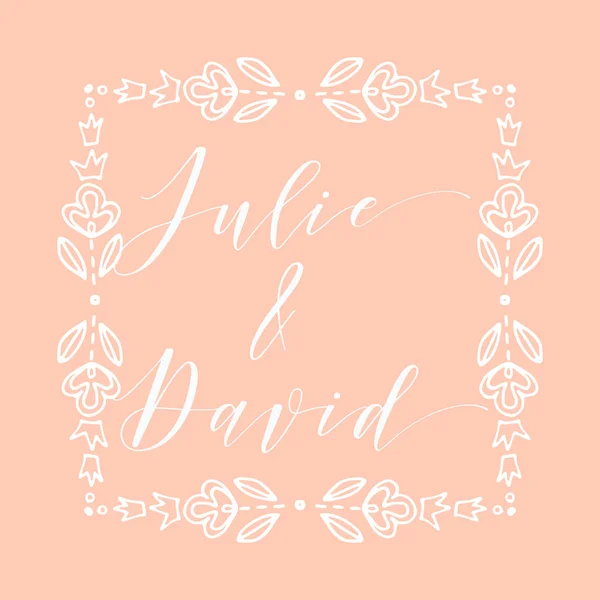 Marco floral o elemento dibujado a mano monograma. Doodle Branches Border Illustration para invitaciones de boda, tarjeta de felicitación o menú . — Archivo Imágenes Vectoriales