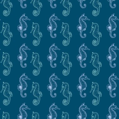 Deniz Hayvanları Kusursuz Şekil Çizdi. Deniz Yaşamı Yaratıkları El çizimi yüzey deseni tasarımı.