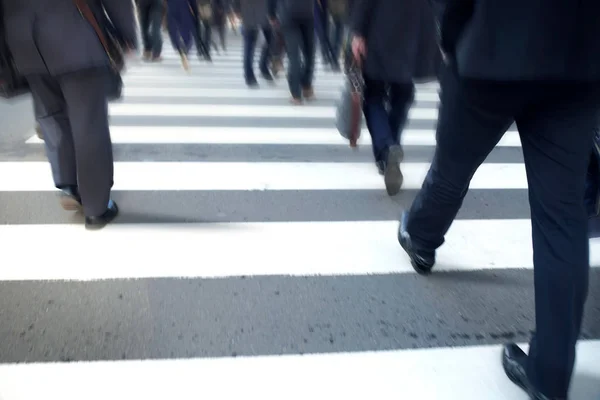 Blurred Business People Crossing Street City Hurry Rush Hour Metropolis — Stock Photo, Image