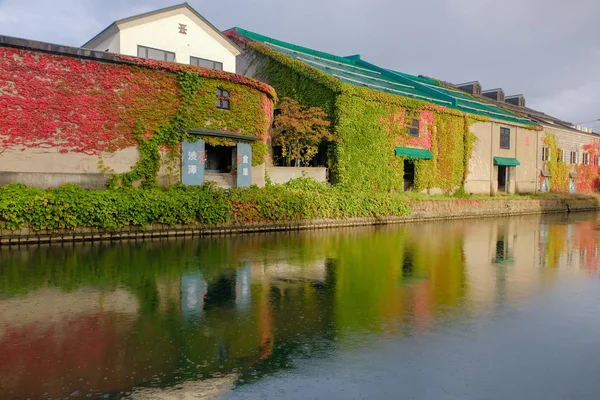 Otaru Canal Fall Season Leaves Foliage Heritage Building Landmark Hokkaido — Stock Photo, Image