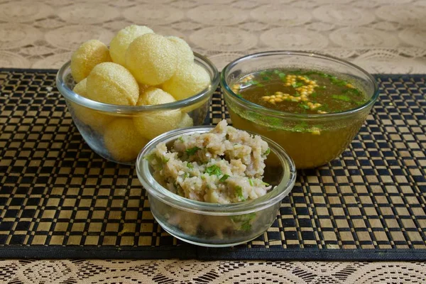 Panipuri Phuchka Ready Served Evening Snacks — Stock Photo, Image