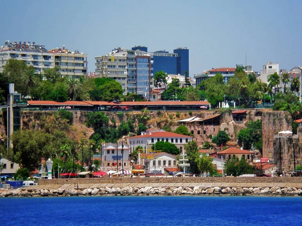 Vue Vieille Ville Antalya Depuis Mer Méditerranée Turquie — Photo