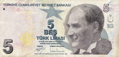 Türk banknot, nominal değerinin 5 liret
