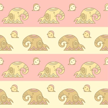 Filler ve kuşların etnik tarzında kusursuz bir şekli var. Yumuşak pastel renklerde dizaynınız için sonsuz bir kabile süsü. Tekstil, duvar kağıtları, ambalaj kağıtları için.