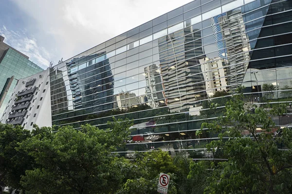 modern  sophisticated mirrored building faria lima avenue city Sao Paulo Brazil