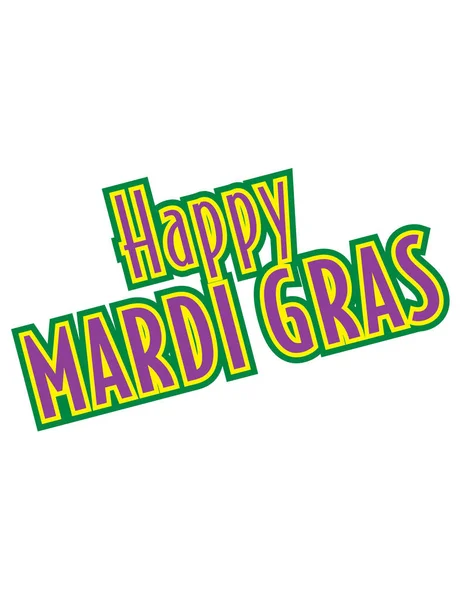 happy mardi gras fat tuesday purple yellow green celebration illustration