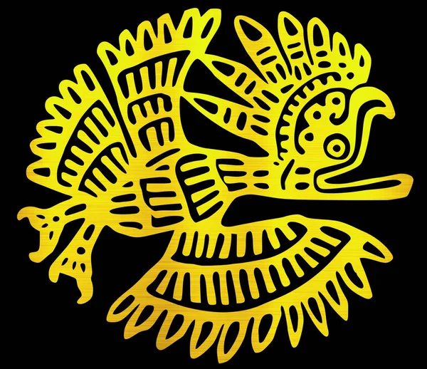 maya civilization  aztec bird animal tribal ancient culture golden illustration