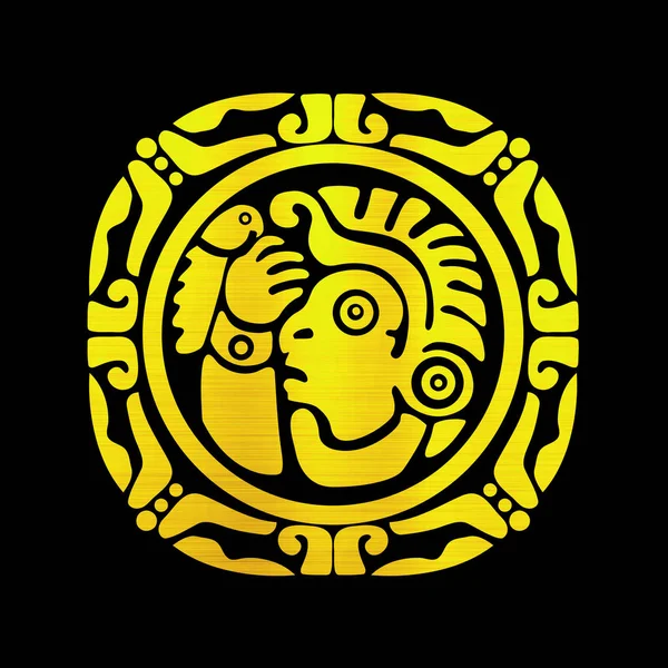 maya aztec civilization tribal cult spirit engraving golden illustration