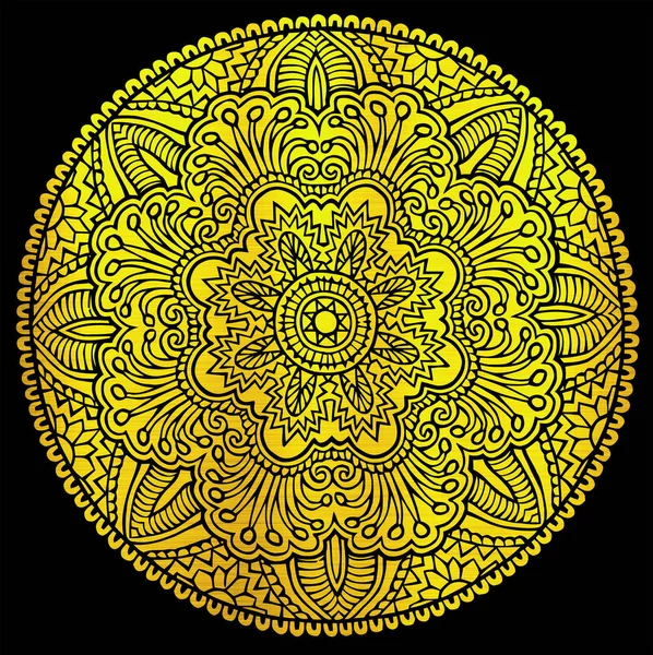 mystical round golden black mandala floral metallic illustration