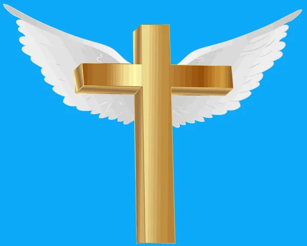 golden christian cross  peace heaven angel wings pray illustration