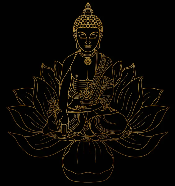 golden Buddha meditation zen metallic  background chakra illustration