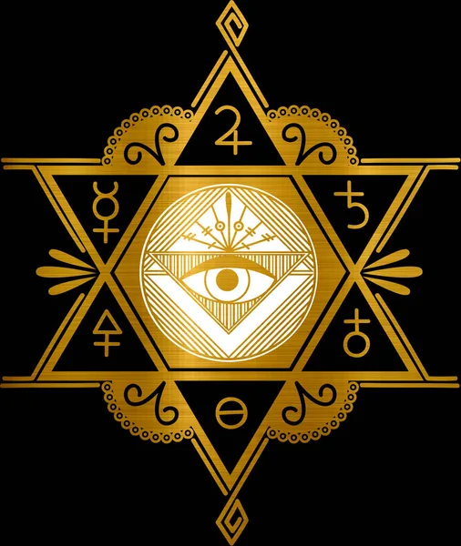 esotericism mysticism tarot secrecy cartomancy eye star golden metallic illustration