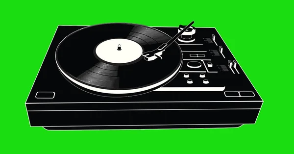 record deck disco vinyl music party retro club illustration